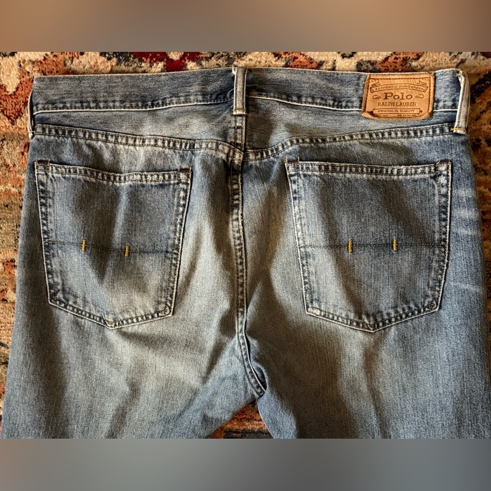 Vintage Y2K Polo Ralph Lauren Authentic Dungarees Jeans Men’s 36x30 Blue Denim - Picture 4 of 10